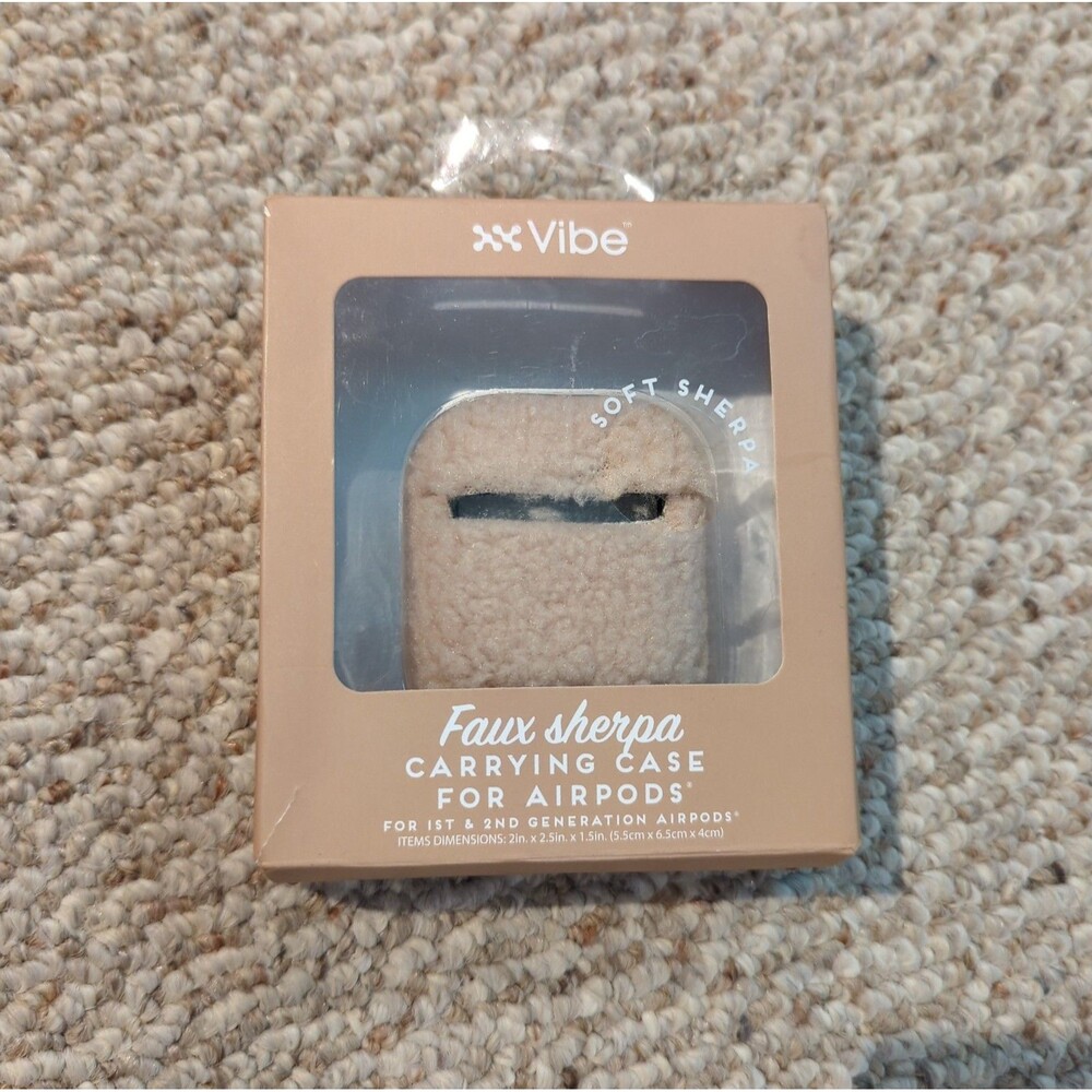 Vibe Faux Sherpa Case Beige AirPods 1st & 2nd Gen Drop Shock Dust Proof